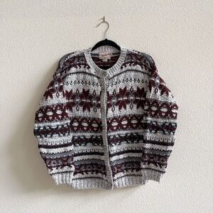 Vintage Woolrich Wool Nordic Fair Isle Cardigan 100% Cotton Size Small